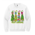 thumbnail image 2 of Preppy Coquette Christmas Tree Sweatshirt, Green Bow Retro Holiday Shirt, 2 of 6