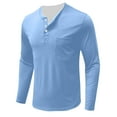 thumbnail image 5 of JSheng Casual Shirt for Men Men's Simple Solid Color Henry Button Long Sleeve Crewneck Comfy Blouses Sky Blue XL, 5 of 5