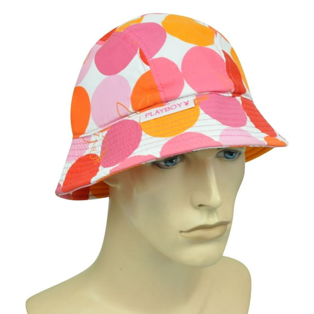 Playboy Bunny Women Sun Bucket Fitted Large/XLarge Polka Dots