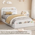 thumbnail image 7 of Twin Size Bed Frame, Wooden Beds with Storage Headboard and Raised-Foodboard Low Platform Bed Bedroom, Sturdy Wooden Slats Support, No Box Spring Needed, White, 7 of 7