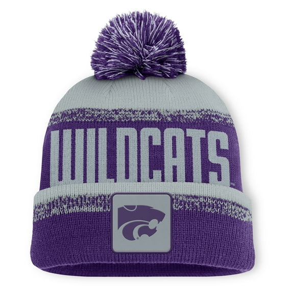 Men's Fanatics Purple/Gray Kansas State Wildcats Thrive Cuffed Knit Hat with Pom