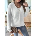 thumbnail image 4 of Womens Cardigan Sweater Fall Winter Fuzzy Button Up Long Sleeve V Neck Soft Chunky Knit Cardigan White XL, 4 of 6