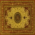 thumbnail image 1 of Ahgly Company Machine Washable Indoor Square Medallion Yellow Traditional Area Rugs, 8' Square, 1 of 4