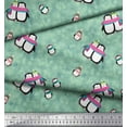 thumbnail image 2 of Soimoi Modal Satin Fabric Snowman & Penguin Kids Printed Fabric 1 Yard 42 Inch Wide, 2 of 3