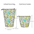 thumbnail image 2 of Xecao Funny Dinosaurs on Stripes Print Telescopic Pencil Bag Pen Holder Pop Up Stationery Case Stand-up Retractable Transformer Bag Standing Organizer, 2 of 6