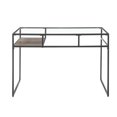 thumbnail image 2 of Tcbosik Industrial Writing Desk Study Computer Table Glass Desktop with Storage Shelf, Gray, 2 of 5