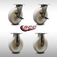 thumbnail image 2 of 8 Inch 316 Stainless Steel Nylon Caster Set w/Ball Bearings 2 Brakes 2 Rigid SCC, 2 of 2