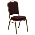 thumbnail image 1 of HERCULES Series Crown Back Stacking Banquet Chair in Burgundy Fabric - Gold Frame, 1 of 9