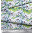 thumbnail image 3 of Soimoi Green Viscose Chiffon Fabric Leaves & Blooming Camellias Floral Printed Craft Fabric by the Yard 42 Inch Wide, 3 of 3