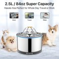 thumbnail image 2 of Cat Water Fountain Stainless Steel 84oz/2.5l Pet Water Fountain Ultra-quiet, 2 of 5