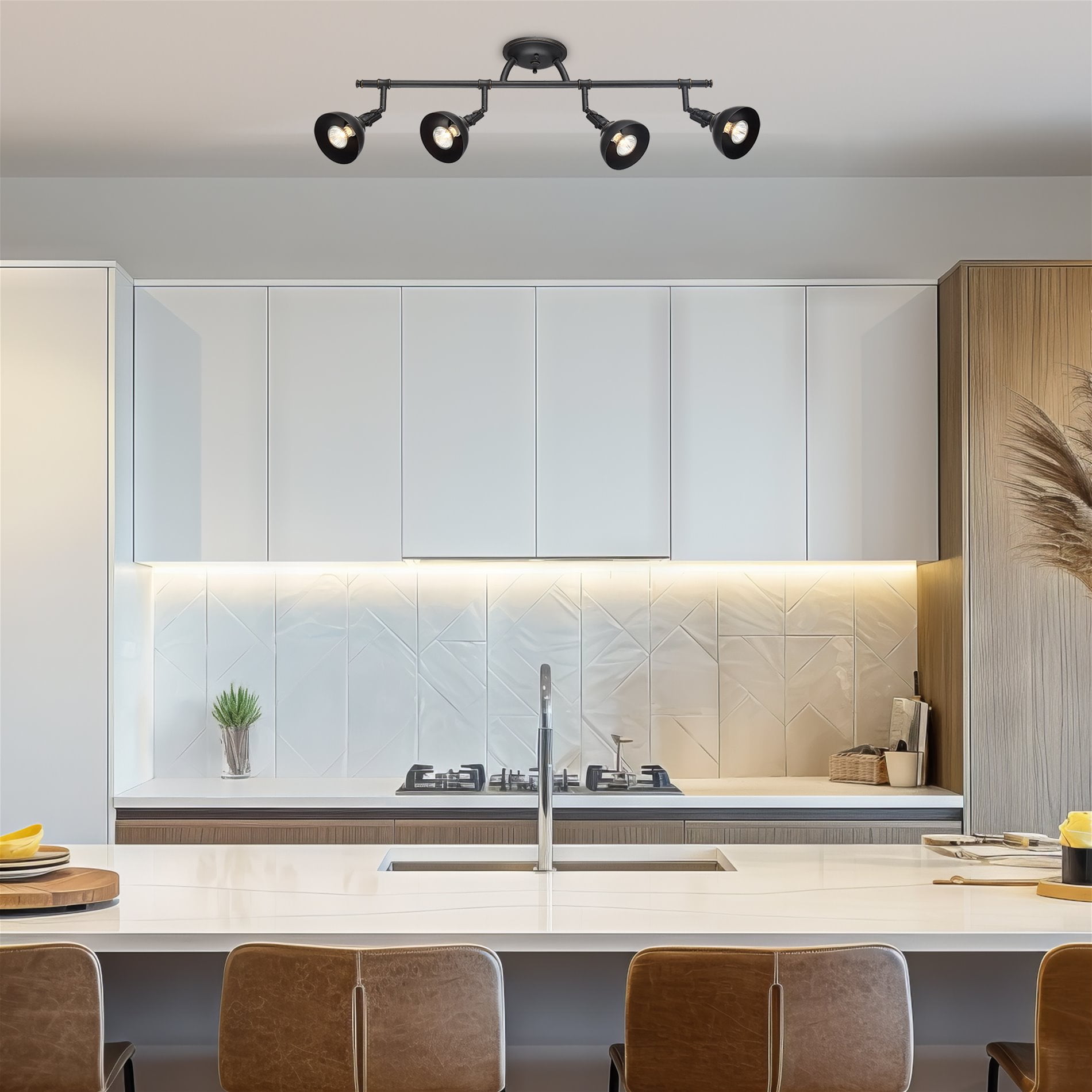 Kira Home Broadway 30" 4-Light Directional Track Lighting, Wall/Ceiling Light + Adjustable Heads, Oil Rubbed Bronze