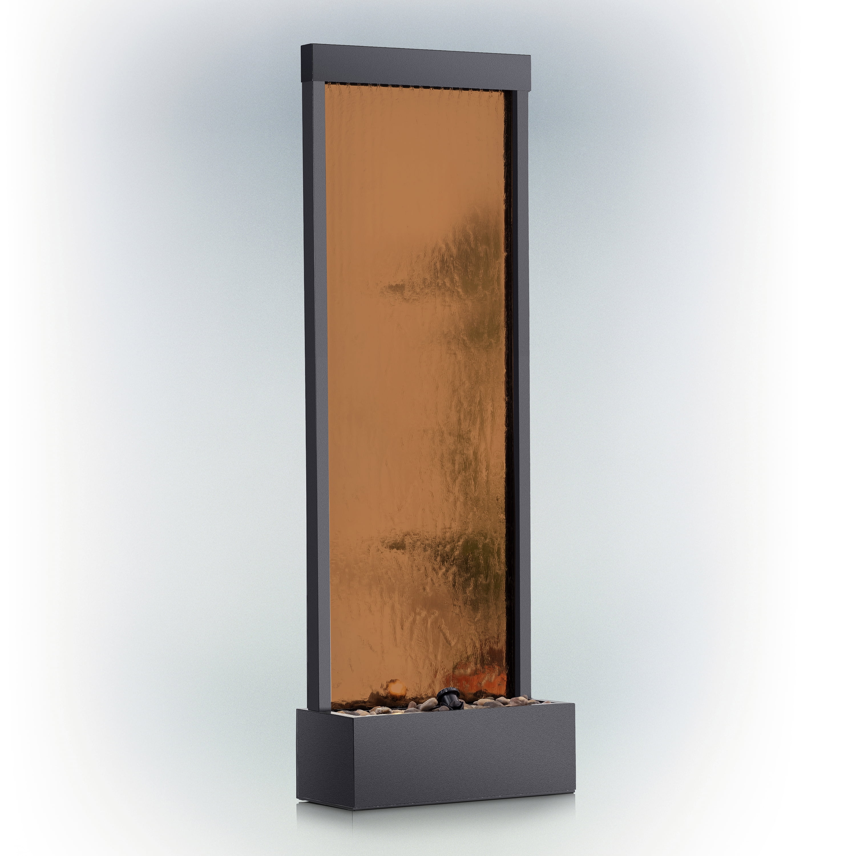 Alpine Corporation 72" Mirror Waterfall Indoor / Outdoor Fountain with Stones and Lights