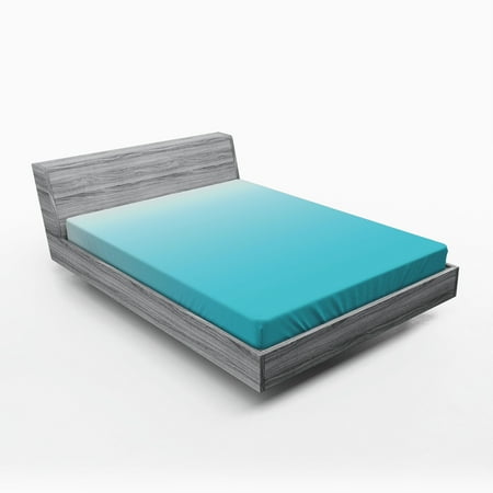 Turquoise Color Bedding Ombre Fitted Sheet Deep Maldives Sealife Ocean Inspired Aquatic Color Modern Design Digital Art, Soft Decorative Fabric Bedding, Turquoise White, by Ambesonne ()