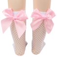thumbnail image 2 of Chaussettes en Résille pour Femmes Chaussettes Hautes en Maille avec Noeud en Satin, 2 of 7