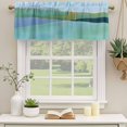 thumbnail image 2 of Teal Blue Geometric Curtain Valances for Windows, Kitchen Valance Window Treatments Panel 2 Pack, Modern Oil Painting Abstract Rod Pocket Short Curtains for Bathroom Bedroom 42 x 12 Inch, 2 of 8