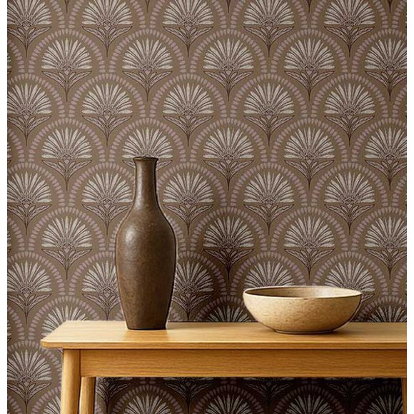 S4Sassy Art Deco Fan Tree Wallpaper - Brown Wall Covering, 25" x 60" Self-Adhesive Vinyl Wallpaper, Walls Wrap, Easy DIY Wall Covering For Farmhouse Bedroom, Room, Cabinets, Living Spaces