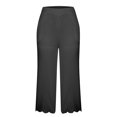 thumbnail image 4 of Jsaierl Women's Wide Leg Cotton Linen Capris Pants Summer High Waist Pant Loose Fit Flowy Drawstring Casual Trousers Lightweight Lounge Pants, 4 of 5