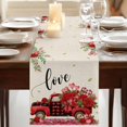 thumbnail image 3 of Table Runners 90 Inches Long Dress Scarves, Valentine's Day Farmhouse Coffee/Dining/Kitchen Table Runner for Living Room, Red Plaid Truck Love Roses Leaves Beige 13x90 Inch, 3 of 9