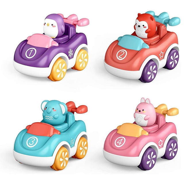 Coches De Juguete Push And Go Para Bebés, Niños, Animales De Dibujos Animados, Coches De Juguete, Regalo De Cumpleaños, No Necesita Batería 4 Uds. Yuarrent FN005756-00