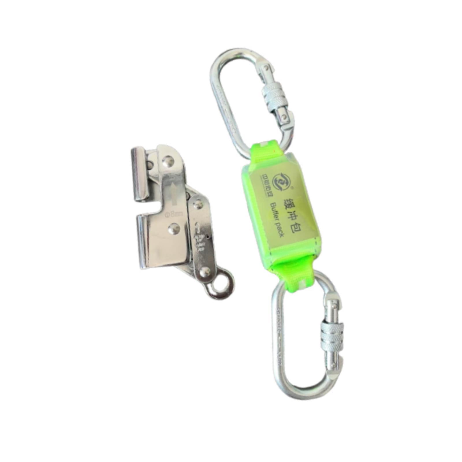 QccHieUs Sturdy Alloy Steel Rope Grab Rock Climbing 15KN Heavy Duty Fall Arrester Caving with Rebar Hook