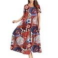 thumbnail image 1 of Vestidos Para Mujer Vestido Maxi Vestido Bohemio Casual Floral Cuello Redondo Manga Corta Playa Vestido de Verano Con Gradas Vestido Largo Oscilante Odeerbi ODB158348, 1 of 8