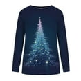 thumbnail image 5 of Craaazy Women's Christmas Long Sleeve Shirts Colorful Snowflake Christmas Tree Printed Round Neck Xmas Tops Gifts, 5 of 5