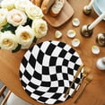 thumbnail image 2 of Black and White Checkered Round 15 Inch Placemats Set of 8, Modern Irregular Geometric HeatResistant Non Slip Place Mats for Dining Table, Wipeable Braided Kitchen Table Mats for Housewarming, 2 of 9
