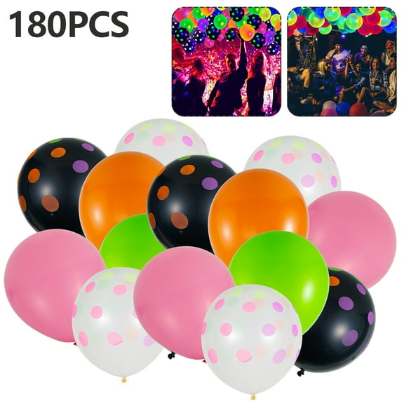 180Pc Polka Dot Fluorescent Balloons 12 UV Neon Balloons Glow In the Dark for Birthday, Wedding, Neon Party, Decorations Supplies