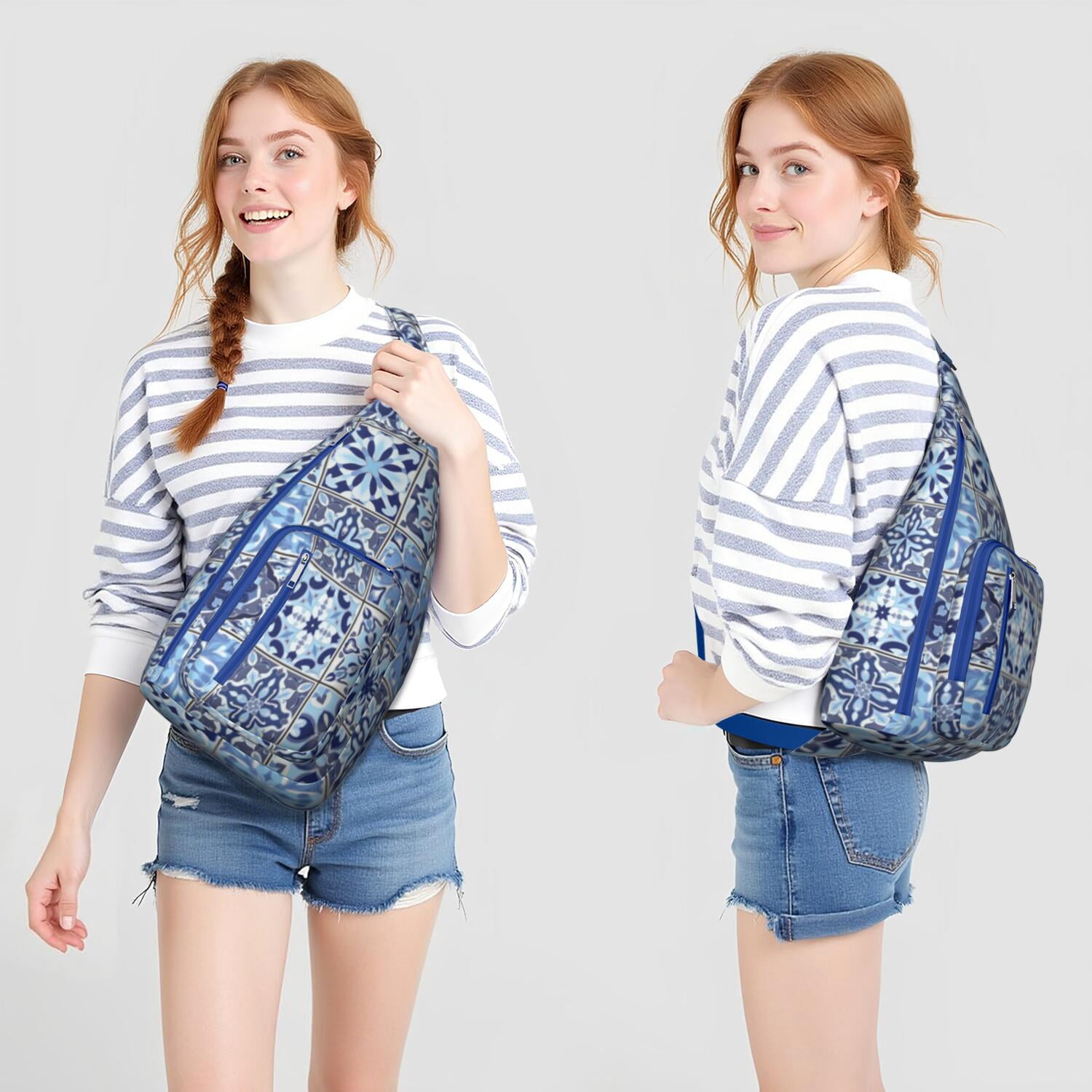 Bohemian Tribal Sling Bag Crossbody Backpack,Sling Backpack Adjustable Casual Shoulder Backpack for Travel Outdoor Activities