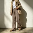 thumbnail image 5 of Women's Casual Wide Leg Dress Pants Flattering High Waisted Pleated Flare Trousers with Adjustable Drawstring for Daily Wear, 5 of 7