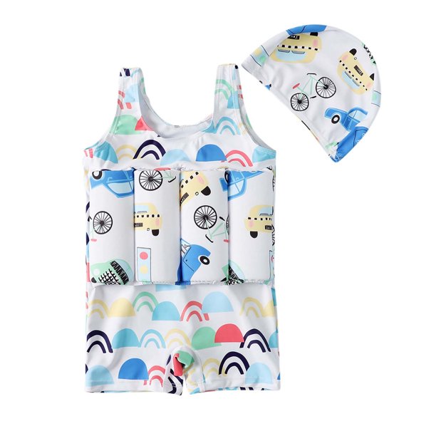 Frostluinai Toddler Swimsuit With Floatation Short Sleeve OnePiece