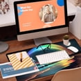 thumbnail image 5 of Desk Mat, Rainbow and Full Moon Desk Pad, Beach at Night Large Gaming Mouse Pad for Desk, 31.5"x11.8" Extended Big Computer Keyboard Mouse Pad with Non-Slip Base and Stitched Edge, 5 of 13