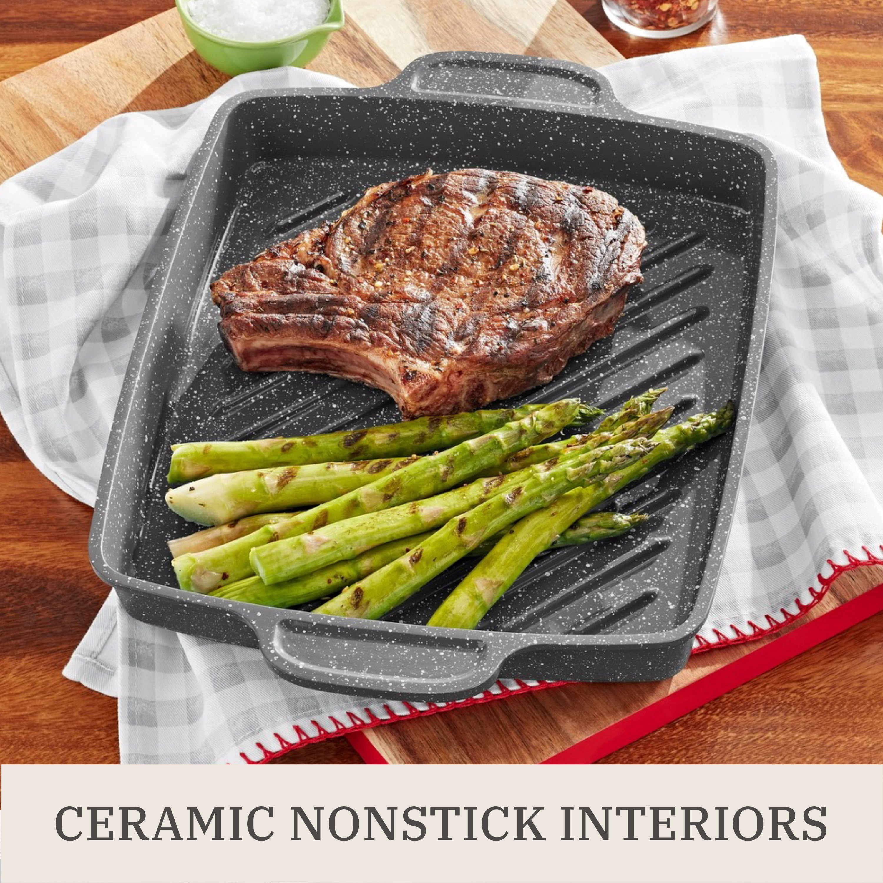 The Pioneer Woman 32-Piece Nonstick Cast Aluminum Cookware and Kitchen Utensil Set, Charcoal