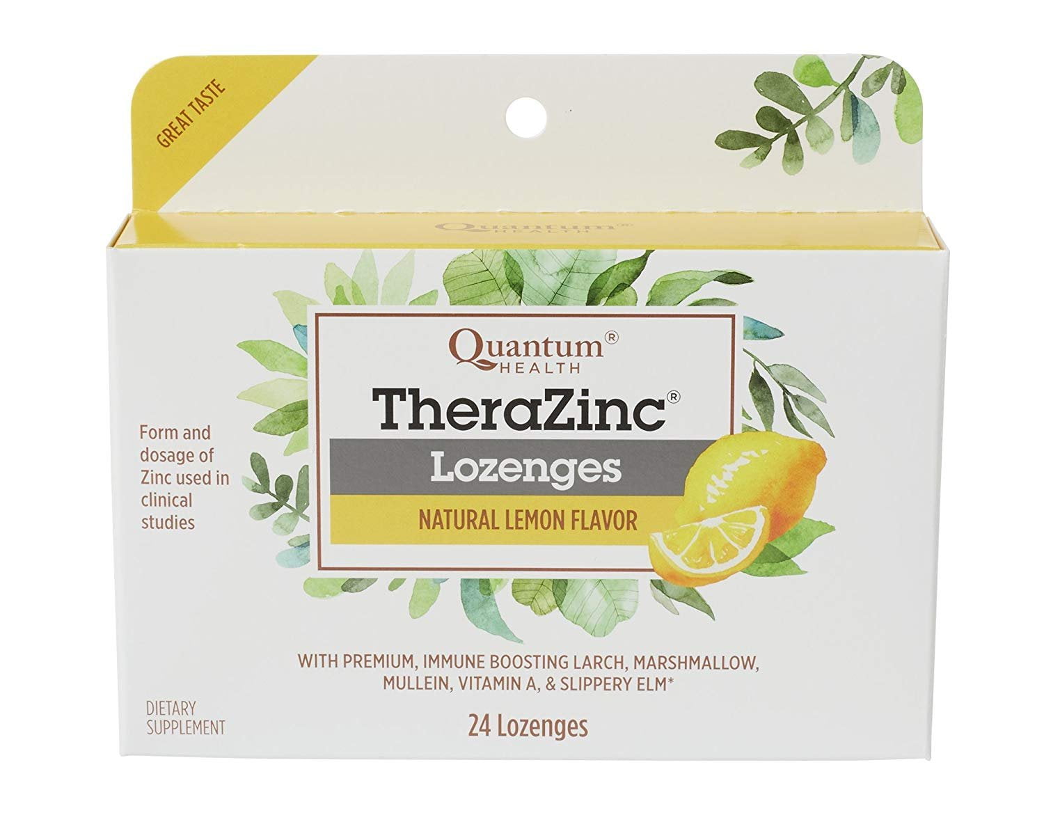 Quantum Health Therazinc Lemon Lozenges, Made With Zinc Gluconate For Immune Support, 24 Ct