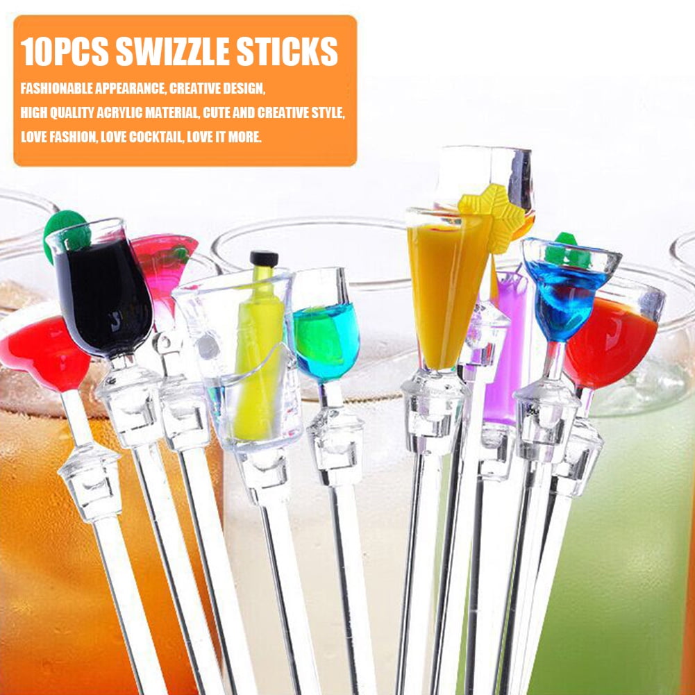 10Acrylic Cocktail Drink Swizzle Stir Sticks Spoon Drink Stirrers Party Bar US 