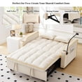 thumbnail image 4 of Beige Upholstered Futon Couch Bed with USB Charging & Adjustable Backrest, 4 of 10