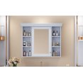 thumbnail image 4 of 35'' x 28'' Blue Wall Mounted Bathroom Storage Cabinet with Mirror Door, Modern Bathroom Wall Cabinet with Mirror, Medicine Cabinet with 6 Open Shelves, 4 of 12