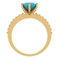 thumbnail image 4 of 1.71ct round cut blue turquoise 14k yellow gold solitaire with accents Bridal Wedding Engagement Promise Anniversary Ring for Women size 11, 4 of 7