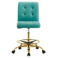 thumbnail image 5 of Modway Prim Metal and Performance Velvet Armless Drafting Chair in Gold/Teal, 5 of 9