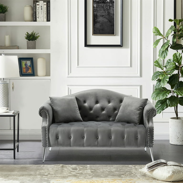 Gray Tufted Sofa | Cabinets Matttroy