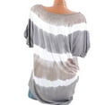 thumbnail image 4 of T-Shirt Femme une Épaule Manches Courtes Haut Rayé Rayé Imprimé Blouse Imprimée Blouse, Gris, P, 4 of 5