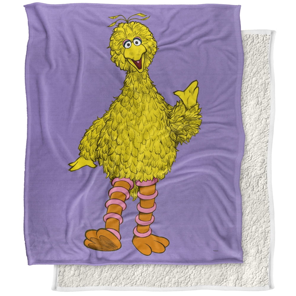 Sesame Street Blanket, 50"x60", Big Bird Painted Silky Touch Sherpa