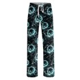 thumbnail image 4 of IYYVV Halloween Pajama Pants for Women Stretch Drawstring Lounge Pants Casual Pumpkin Ghost Printed Wide Leg Pjs Bottoms Cyan XL, 4 of 5