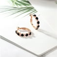 thumbnail image 4 of Gem Stone King 18K Yellow Gold Plated Silver Black Onyx and Pink Lab Grown Diamond Hoop Earrings for Women (2.50 Cttw, Round 4MM and 1.9MM, Gemstone Birthstone 1 inch Diameter), 4 of 4