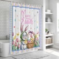 thumbnail image 5 of Spring Easter Shower Curtain, Waterproof Shower Curtains for Bathroom, Watercolor Pink Yellow Bunny Tulip Eggs Plaid Washable Fabric Bathtub Curtain Set Bath Decor with 12 Hooks 48"x72", 5 of 7