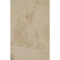 thumbnail image 2 of Veronese School 17x24 Black Ornate Framed Double Matted Museum Art Print Titled: Seated Female Figure with Upraised Arms, Facing Right (Mid-15th Century), 2 of 5