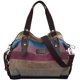 thumbnail image 1 of Bolsos para mujer, bolso bandolera de lona con rayas multicolor, bolso de mano para mujer, 1 of 8