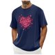 thumbnail image 1 of Tops para hombre, blusas y camisas de cuello redondo y manga corta para hombre. Camiseta/camisa informal de cuello redondo y manga corta con estampado de corazones para hombre. Tops de poliéster para, 1 of 4