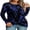 Blue Flower, variant on Women's Long Sleeve Dressy Casual Round Neck Tunic Top With Twist Front Detail