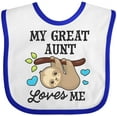 thumbnail image 3 of Inktastic My Great Aunt Loves Me with Sloth and Hearts Boys or Girls Baby Bib, 3 of 4